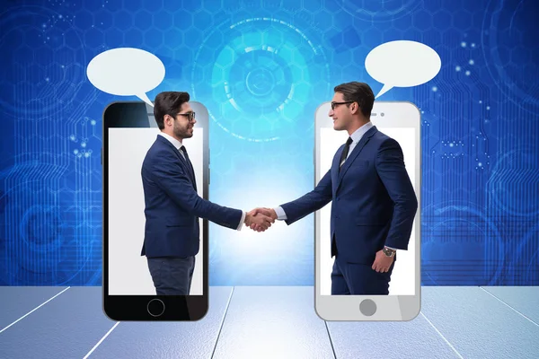 Concepto de comunicación con los empresarios apretón de manos — Foto de Stock
