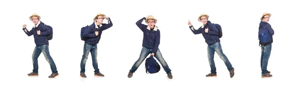 Funny student wearing safari hat — Stock Photo, Image