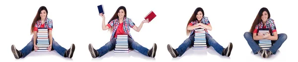 Student with books isolated on white — Stock Photo, Image