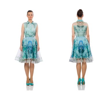 Zarif, uzun elbiseli, beyaz tenli güzel kız.