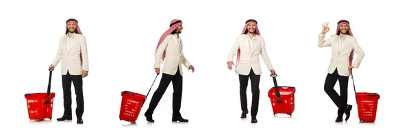 Araber beim Einkaufen isoliert auf Weiß — Stockfoto