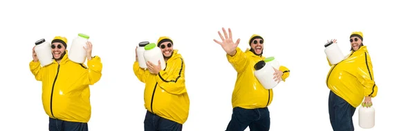 Hombre con sobrepeso aislado en el blanco — Foto de Stock