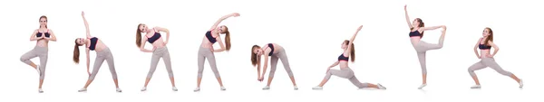 흰색으로 운동을 하는 젊은 여자 — 스톡 사진