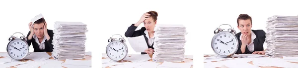 Woman businesswoman under stress missing her deadlines — Stock Photo, Image