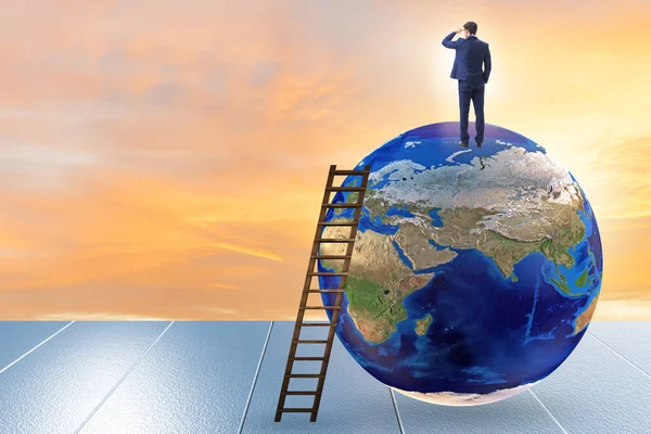 Businessman on top of the world — Stock Photo, Image