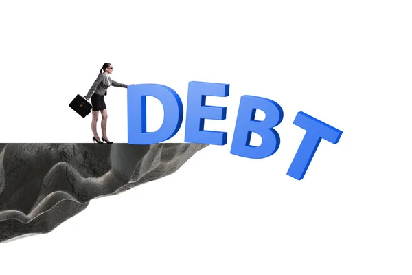 Conceito de dívida e empréstimo com empresária — Fotografia de Stock