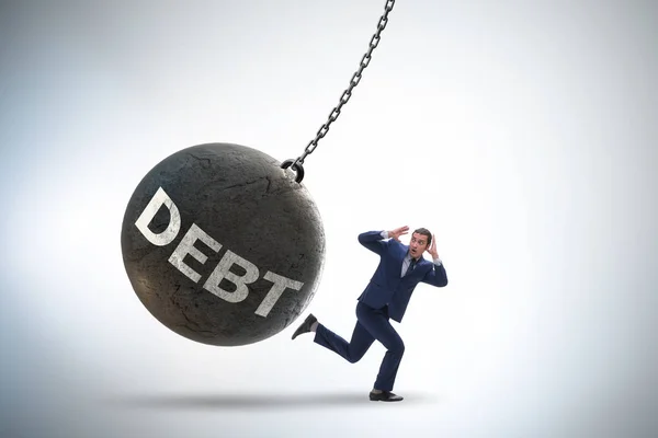 Unternehmer im Schulden- und Kreditkonzept — Stockfoto