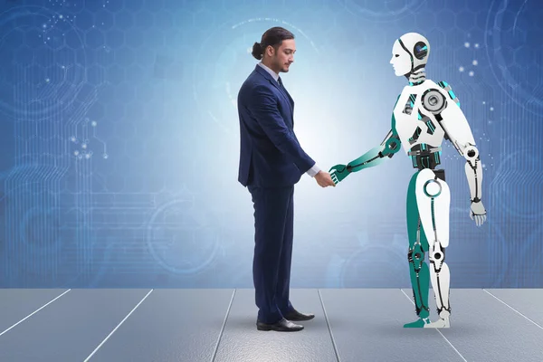 İnsanlar ve robotlar arasındaki işbirliği kavramı — Stok fotoğraf