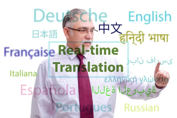 Koncept překladu v reálném čase z cizího jazyka — Stock fotografie