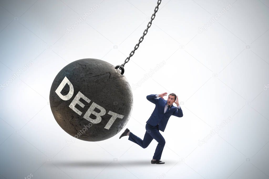 Businessman in debt and loan concept