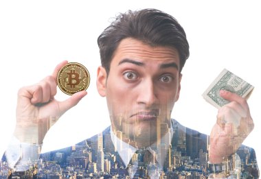 Bitcoin fiyat artışı kavramında iş adamı