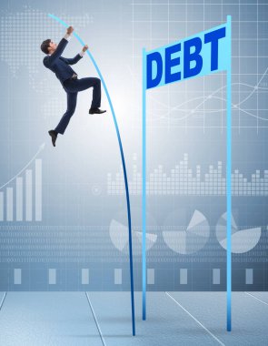 İş adamı, iş konseptindeki borçtan kurtuldu