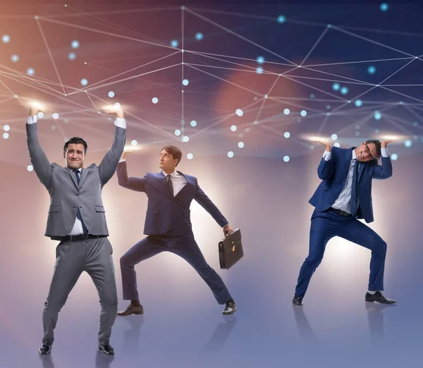 Businessmen supporting network mesh in concept — Stock Photo, Image