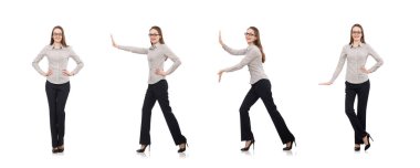 Beyaz tenli, çalışan kadın.