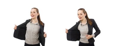 Güzel ofis yöneticisi beyazda izole edilmiş