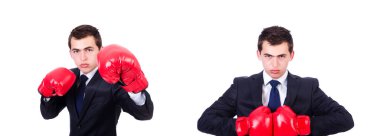 Genç işadamı beyazda izole edilmiş