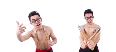 Beyaz üzerinde mınçıka olan komik adam.