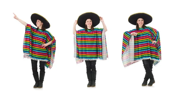Menina mexicana bonita em pocho vívido isolado em branco — Fotografia de Stock