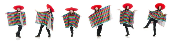 Canlı poço giyen güzel Meksikalı kız beyazlar içinde izole edilmiş. — Stok fotoğraf