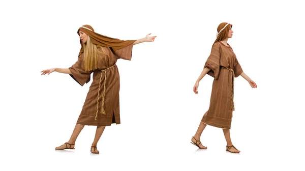 白地に中世のアラブ服を着た女性 — ストック写真