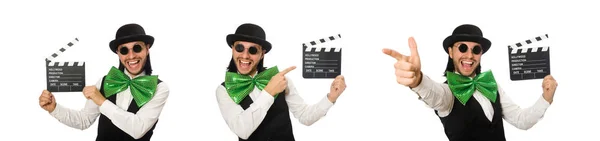 Man with big green bow tie in funny concept — Stock Photo, Image