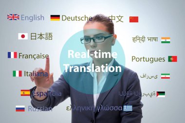 Concept of online translation from foreign language clipart