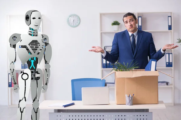 Concept of robots replacing humans in offices — Stock Photo, Image