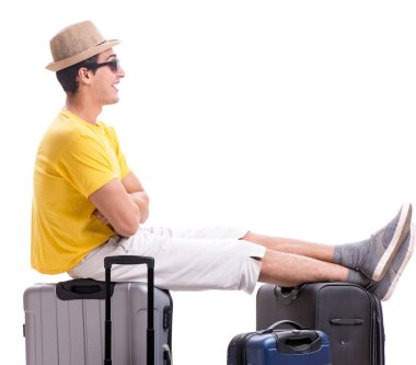 Mutlu genç adam yaz tatiline çıkıyor.