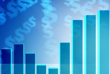 Ekonomik iyileşme kavramında büyüyen bar tabloları - 3D görüntüleme