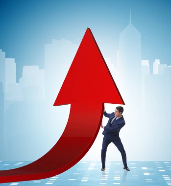 Ekonomideki büyümeyi destekleyen işadamı grafikte