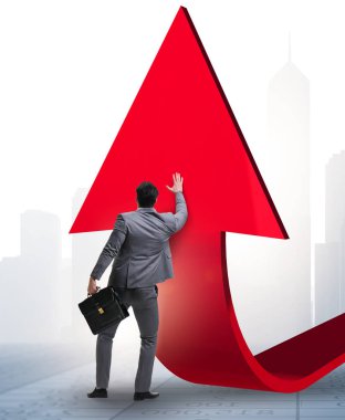 Ekonomideki büyümeyi destekleyen işadamı grafikte