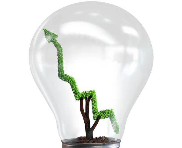 Grön energi koncept med grön linje diagram i glödlampa — Stockfoto