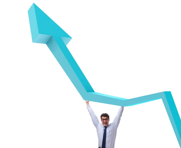 Geschäftsmann unterstützt Wachstum der Wirtschaft in Diagramm — Stockfoto