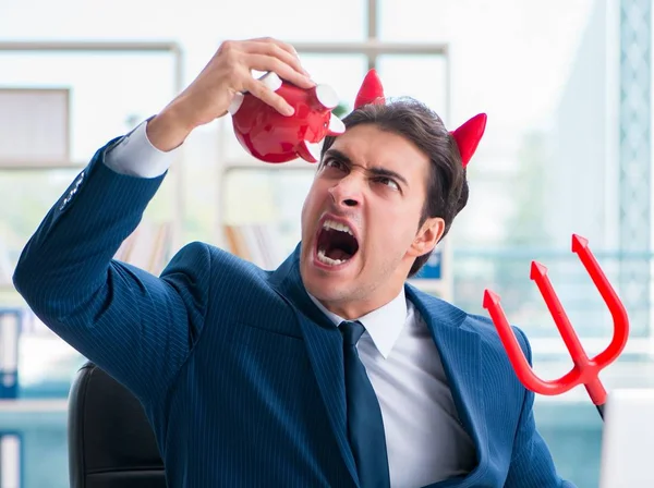 Diabeł zły biznesmen w biurze — Zdjęcie stockowe