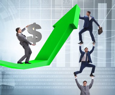 Ekonomideki büyümeyi destekleyen işadamı grafikte