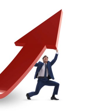 Ekonomideki büyümeyi destekleyen işadamı grafikte