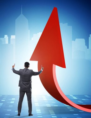 Ekonomideki büyümeyi destekleyen işadamı grafikte