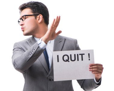 Beyaz arka planda izole edilmiş istifa kavramı