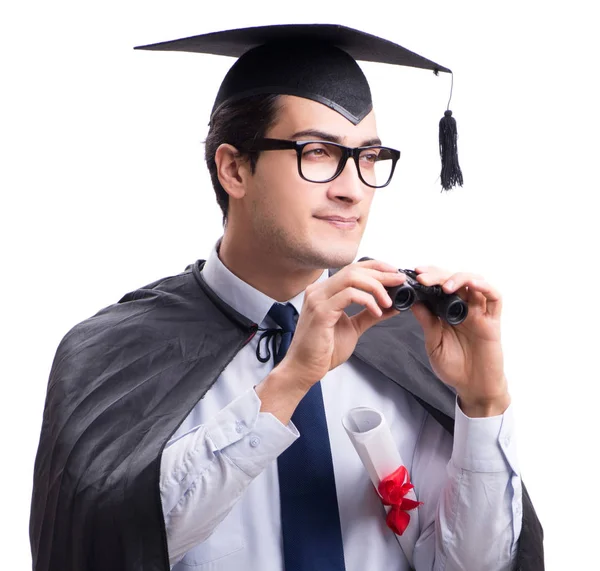 Estudante graduado isolado em fundo branco — Fotografia de Stock