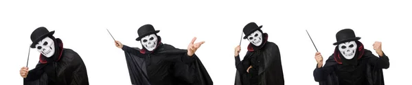 Man in horror costume with mask isolated on white — Stock Photo, Image