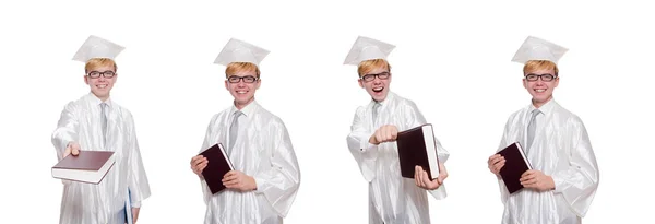 Jovem estudante isolado no branco — Fotografia de Stock