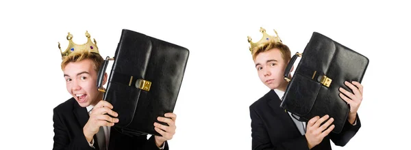 Concept of king businessman with crown — Stock Photo, Image