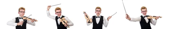 Rolig fiolspelare isolerad på vit — Stockfoto
