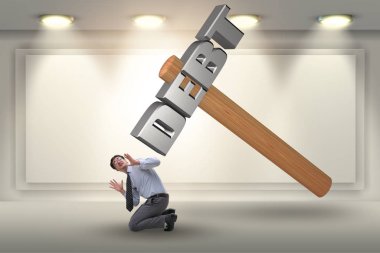 Borç ve borç yükü altında bir işadamı