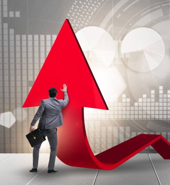 Ekonomideki büyümeyi destekleyen işadamı grafikte