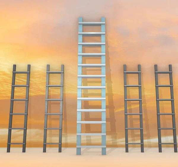 Escadas diferentes no conceito de progressão de carreira — Fotografia de Stock