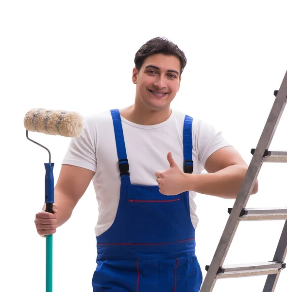 Young painter contractor isolated on white background — Stock Photo, Image