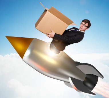 Hızlı teslimat servisinde iş adamı.