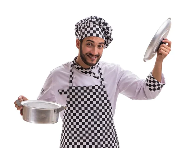 Der männliche Koch isoliert auf dem weißen Hintergrund — Stockfoto