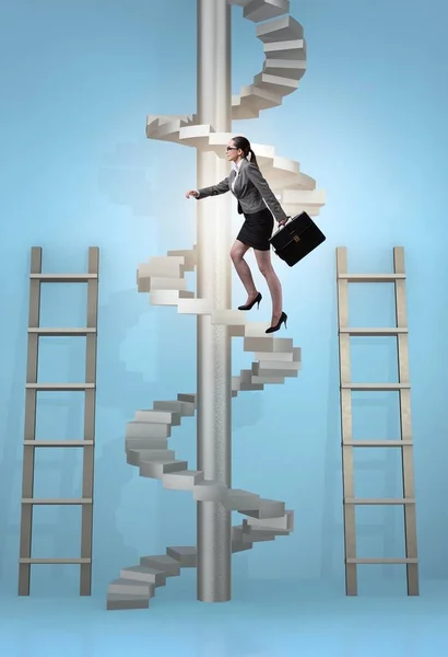 Concepto de progresión profesional con escaleras y escaleras — Foto de Stock